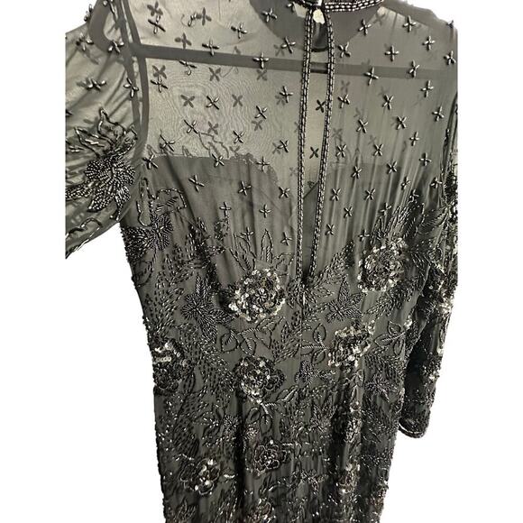 Vintage Black Tie Oleg Cassini black beaded classic timeless cocktail dress sz 8 - Picture 4 of 16